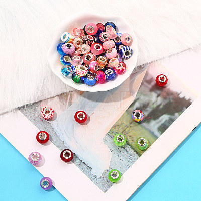 27Pcs 27 Style Acrylic & Resin & Polymer Clay Rhinestone European Beads FPDL-S015-05G-1