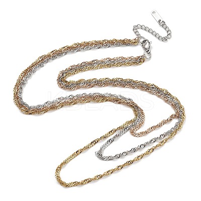 304 Stainless Steel Multi Layered Rope Chain Necklaces NJEW-H043-13MC-1
