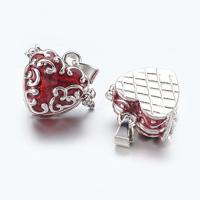 Heart Brass Enamel Prayer Box Pendants LS-KK-24X21-1