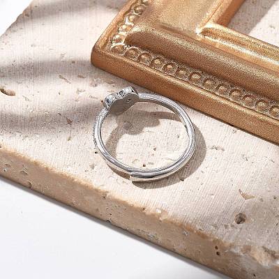 Brass Micro Pave Cubic Zirconia Adjustable Finger Rings for Women RJEW-U032-05P-1