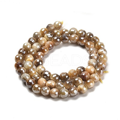 Electroplated Natural Tiger Eye Round Beads Strands G-L598-A04-01-1