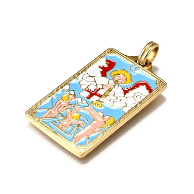 Tarot 304 Stainless Steel Enamel Pendants STAS-M119-07H-G-1