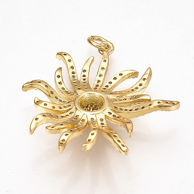 Brass Micro Pave Cubic Zirconia Pendants X-ZIRC-T004-21G-1