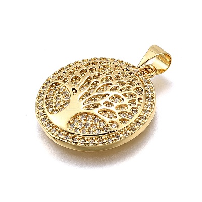 Rack Plating Brass Micro Pave Cubic Zirconia Pendants KK-K401-93G-1