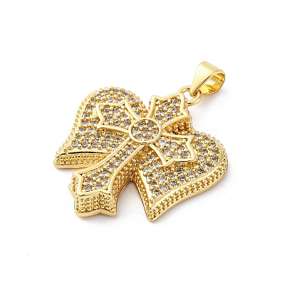Brass Micro Pave Cubic Zirconia Pendants KK-S510-02G-1
