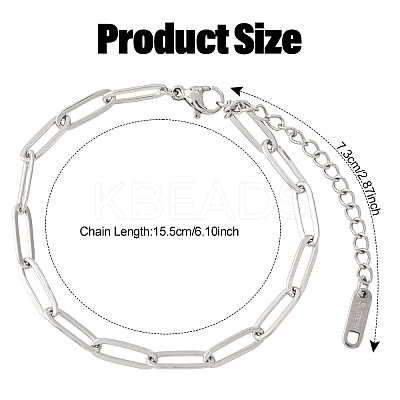 10Pcs 2 Colors 304 Stainless Steel Paperclip Chain Bracelets BJEW-YW00013-01-1