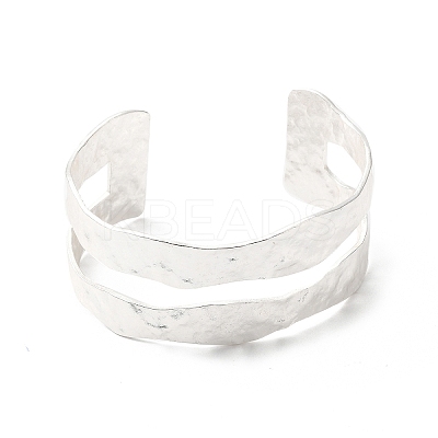 Rack Plating Brass Open Cuff Bangle for Women BJEW-A137-01S-1