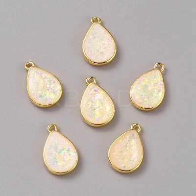 Brass Resin Imitation Opal Pendants LS-KK-WH0054-67G-1