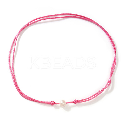 Imitation Pearl White Potato Pendant Adjustable Waxed Cord Necklaces for Women OH8963-8-1