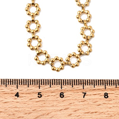 304 Stainless Steel Flower Link Chain Necklaces for Women NJEW-Z091-06G-1