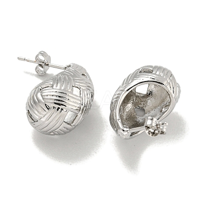 Teardrop Texture Hollow Brass Stud Earrings for Women EJEW-E312-12P-1