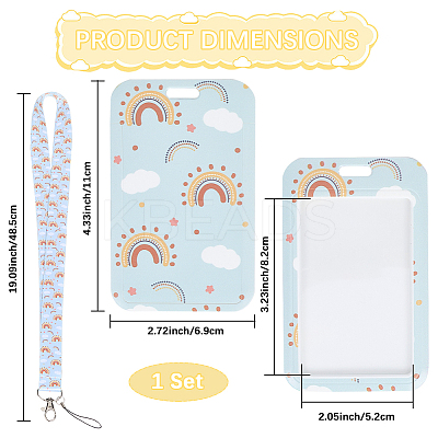 Plastic ID Card Sleeve with Polyester Lanyard Strap AJEW-WH20017-33D-1