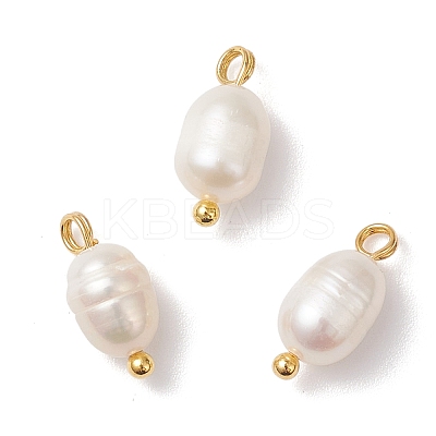 Natural Cultured Freshwater Pearl Rice Charms PALLOY-JF04643-01-1