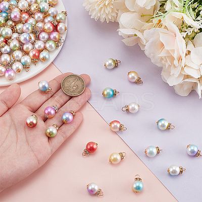 100Pcs 10 Colors Gradient Color ABS Plastic Imitation Pearl Pendants FIND-PH0023-54-1