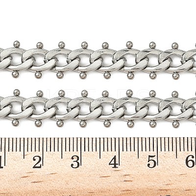 304 Stainless Steel Ball Tassel Cuban Link Chain Necklaces NJEW-K249-22P-1