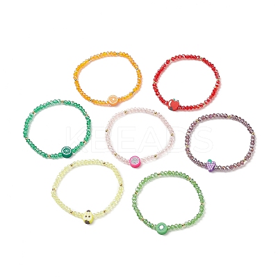 7Pcs 7 Style Glass Beaded Stretch Bracelets Set BJEW-TA00230-1