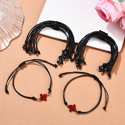 20Pcs Black Waxed Polyester Cord Braided Bracelet Making AJEW-YW00002-01-1