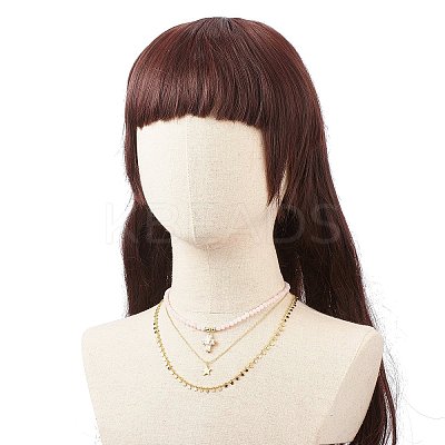 3Pcs 3 Style Natural Rose Quartz Cross & Star Pendant Necklaces Set with Brass Chains NJEW-JN04032-1