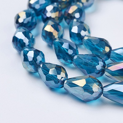 Electroplate Glass Beads Strands X-EGLA-D015-15x10mm-31-1