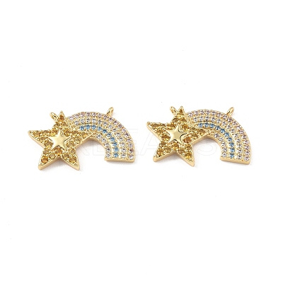 Brass Micro Pave Colorful Cubic Zirconia Connector Charms KK-E068-VF321-1