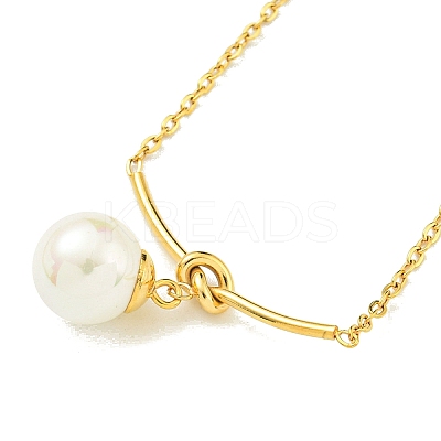 Plastic Imitation Pearl Round Pendant Necklaces NJEW-Z041-05G-1