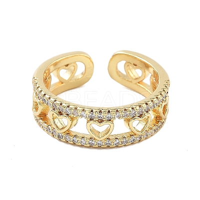 Brass Micro Pave Cubic Zirconia Cuff Rings for Women LS-RJEW-U031-01G-1