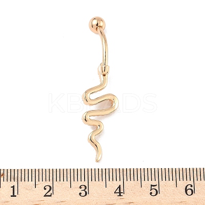 Snake Brass Micro Pave Clear Cubic Zirconia Curved Barbell Belly Rings LS-AJEW-L099-03G-1