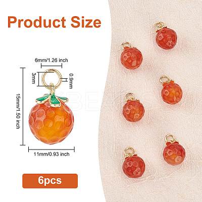 6Pcs Natural Agate Peach Charms G-OC0004-36-1