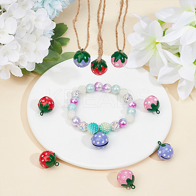 12Pcs 3 Colors Baking Paint Brass Bell Pendants FIND-GF0004-13-1