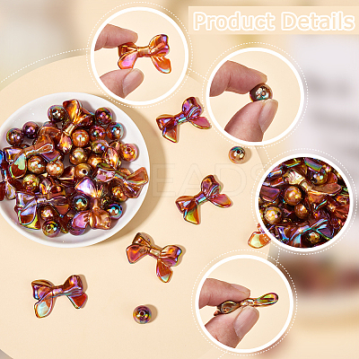 100Pcs UV Plating Rainbow Iridescent Acrylic Beads PACR-SP0001-06-1