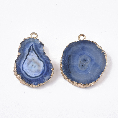 Natural Druzy Agate Pendants G-N325-04B-1