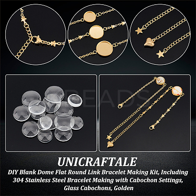 DIY Blank Dome Flat Round Link Bracelet Making Kit DIY-UN0003-85-1