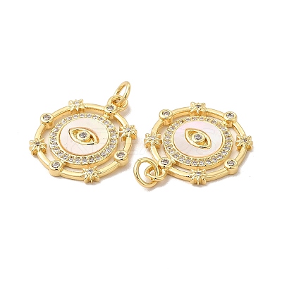 Rack Plating Brass Micro Pave  Cubic Zirconia Pendants KK-B068-40G-1
