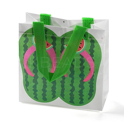 Summer Beach Theme Printed Flip Flops Non-Woven Reusable Folding Gift Bags with Handle ABAG-F009-E09-1