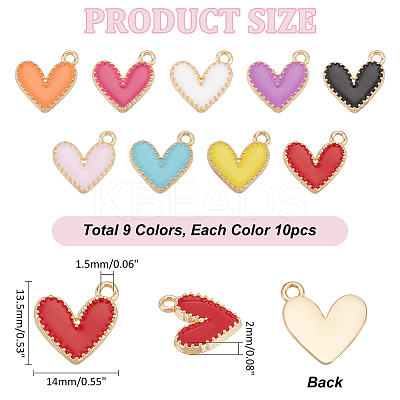 90Pcs 9 Colors Alloy Enamel Charms ENAM-PH0002-80-1