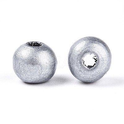 Spray Painted Round Natural Schima Wood Beads WOOD-A018-6mm-31-1