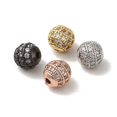 Brass Cubic Zirconia Beads ZIRC-F001-02-6MM-1