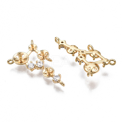 Brass Micro Pave Clear Cubic Zirconia Peg Bails Chandelier Component Links KK-S356-328-NF-1