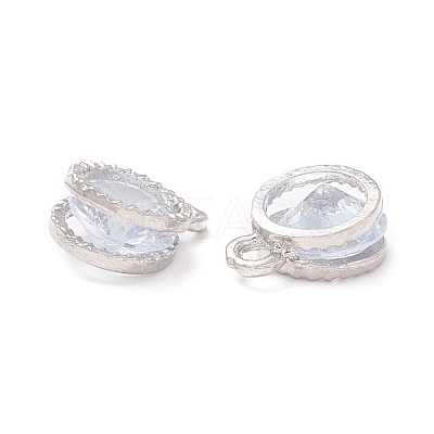 Alloy Clear Cubic Zirconia Charms ZIRC-A022-04P-1