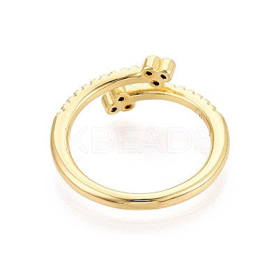 Brass Micro Pave Cubic Zirconia Cuff Rings for Women KK-T071-78G-1