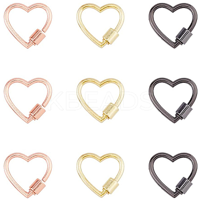 9Pcs 3 Colors Alloy Screw Carabiner Lock Charms FIND-DC0005-63-1
