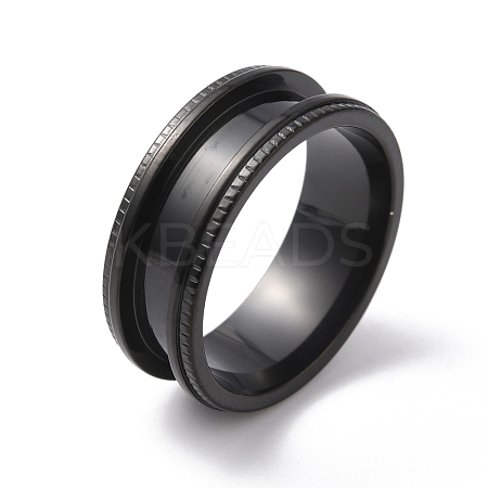 Titanium Steel Grooved Finger Ring for Men Women RJEW-WH0004-30D-EB-1