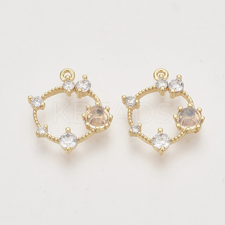 Brass Cubic Zirconia Pendants KK-T050-04G-03-NF-1