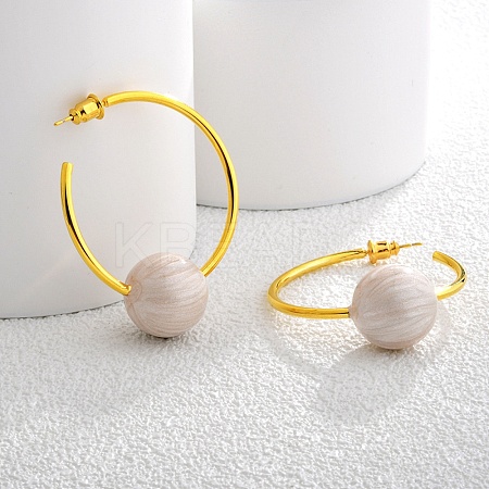 Round Brass Enamel Hoop Earrings for Women EJEW-Q391-35G-03-1