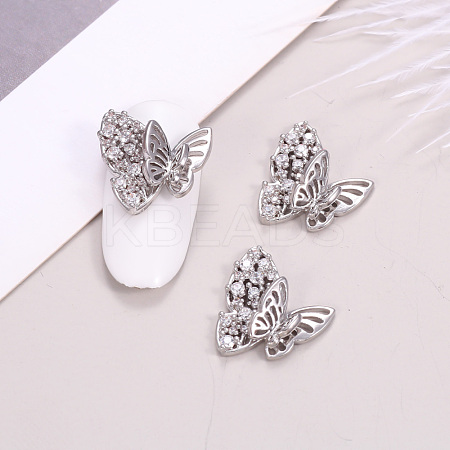 Butterfly Brass Micro Pave Clear Cubic Zirconia Cabochons MRMJ-T015-33P-1