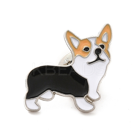 Dog Enamel Pin with Brass Butterfly Clutches JEWB-A006-01H-1