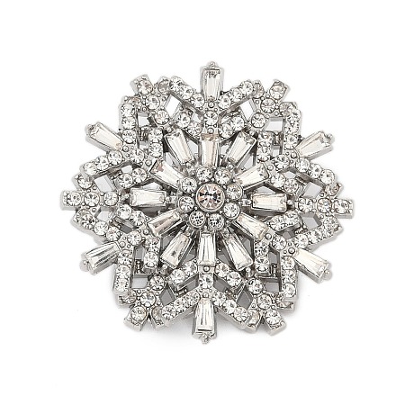 Rotatable Snowflake Alloy Rhinestone Brooches for Backpack Clothes PALLOY-D361-11G-1