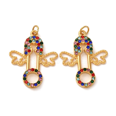 304 Stainless Steel Rhinestone Pendants STAS-U061-17G-1