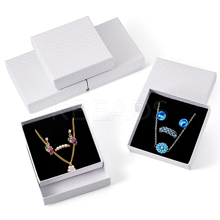 5Pcs Rhombus Textured Cardboard Jewelry Packing Boxes with Sponge Inside CBOX-TA0001-18A-1