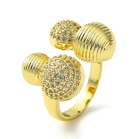 Brass Micro Pave Cubic Zirconia Open Cuff Rings RJEW-K256-43G-1